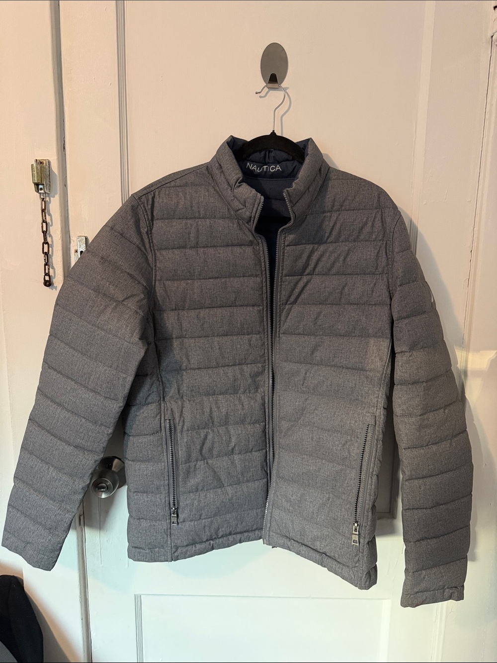 Nautica Men's Heather Gray Quilted Puffer Jacket